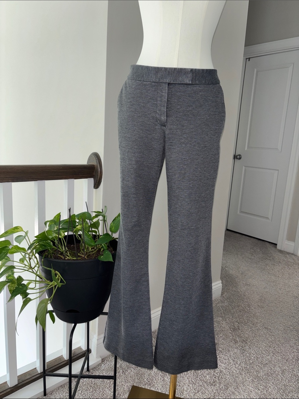 Express Women's Gray Knit Flare Pants